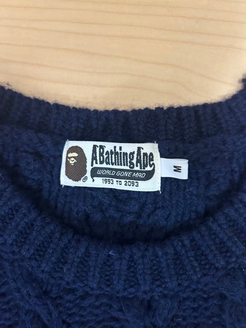 A Bathing Ape ネイビー ケーブルニット M