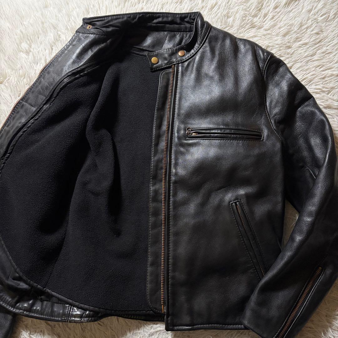 美品/42サイズ■VANSON ライダースジャケット　シングル　本革　ブラック