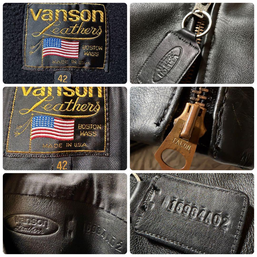 美品/42サイズ■VANSON ライダースジャケット　シングル　本革　ブラック