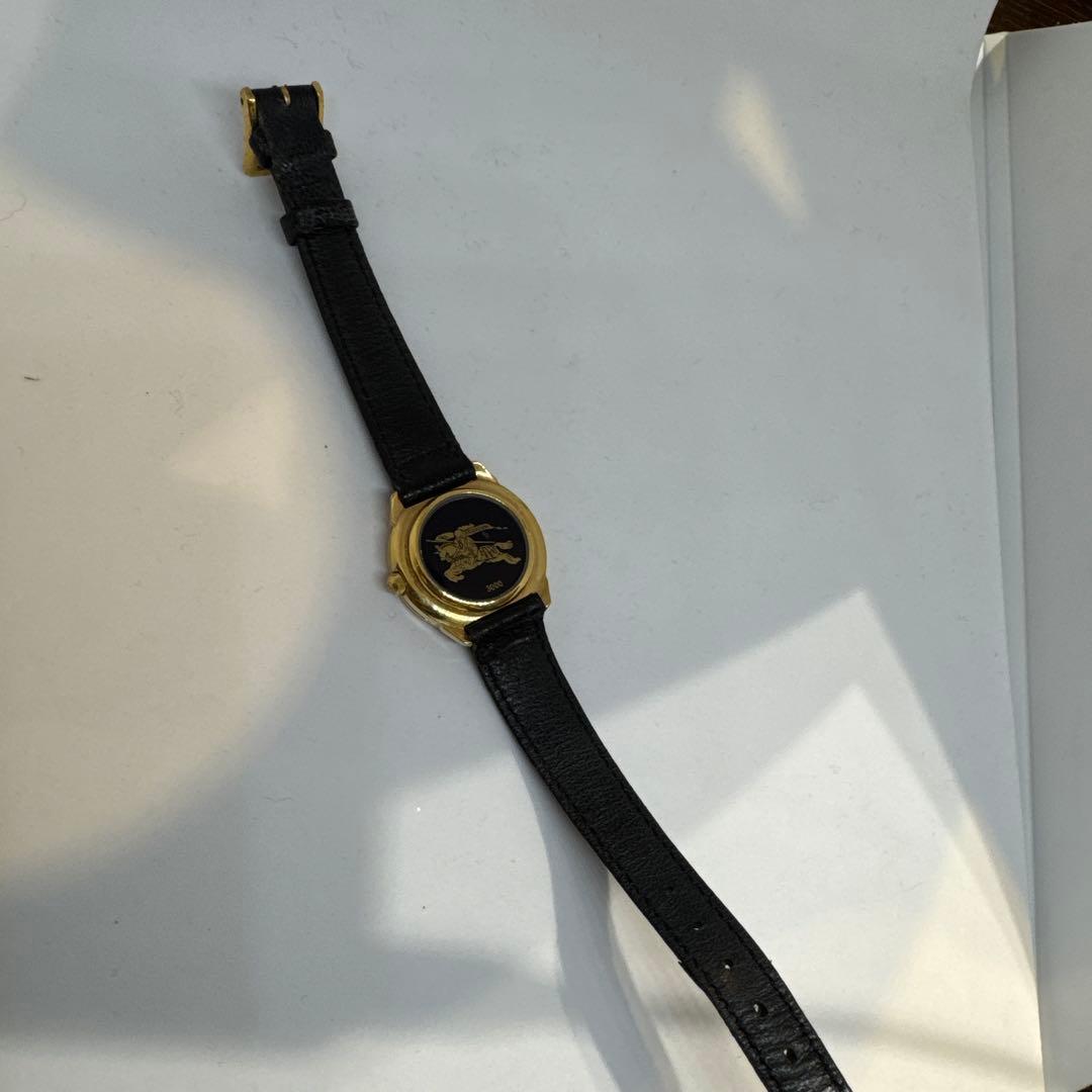 Burberry's ブラックレザー時計 ヴィンテージ バーバリー