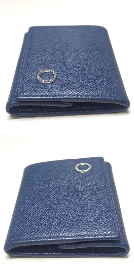 良品 ブルガリ ブルガリマン ケース 小銭入れ ネイビー レザー ボックス