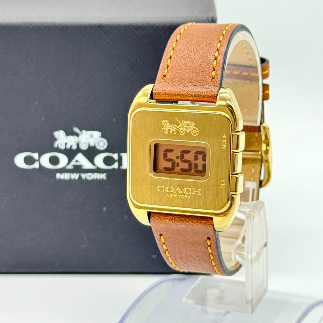美品 稼働品 COACH コーチ 腕時計 デジタル クォーツ 箱付き