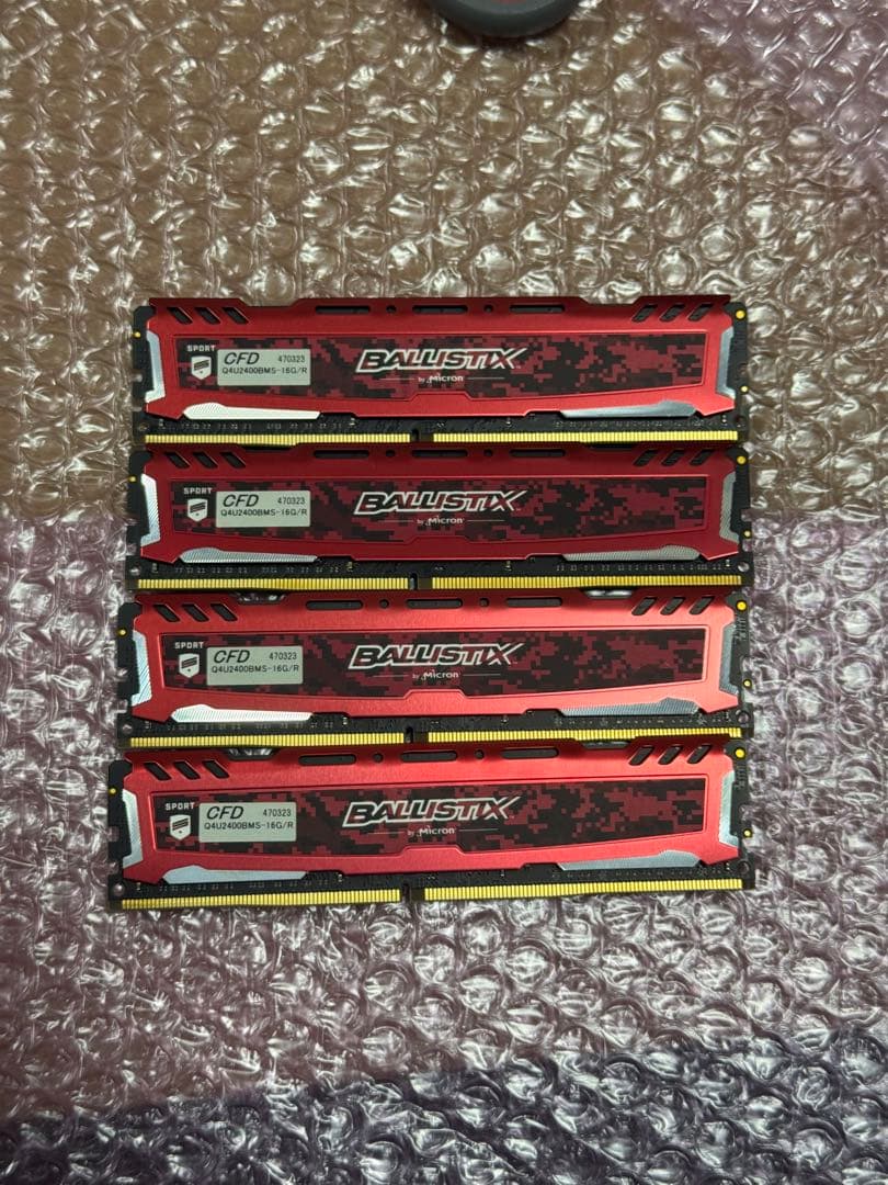 Micron DDR4-2400MHz 16GBメモリ 4枚セット 64GB