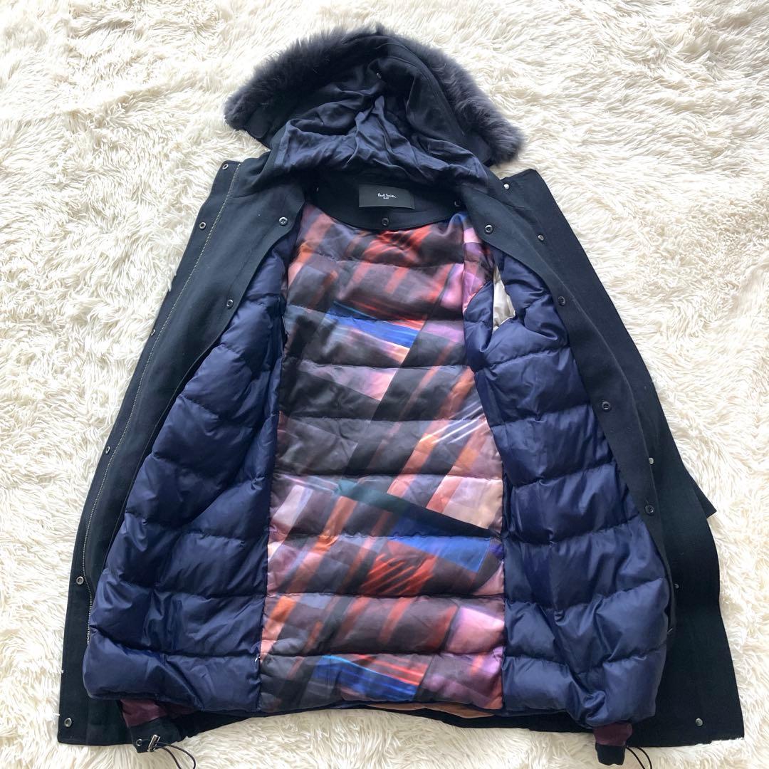 美品 現行　ポールスミス　ダウンコート　カシミア　総柄　2way 希少