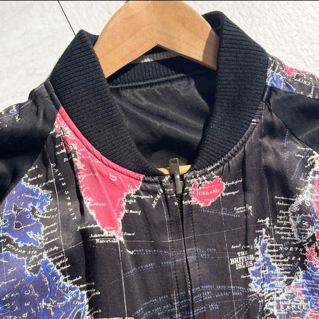 極美品 LAD MUSICIAN 17AW 世界地図 リバーシブルスカジャン M