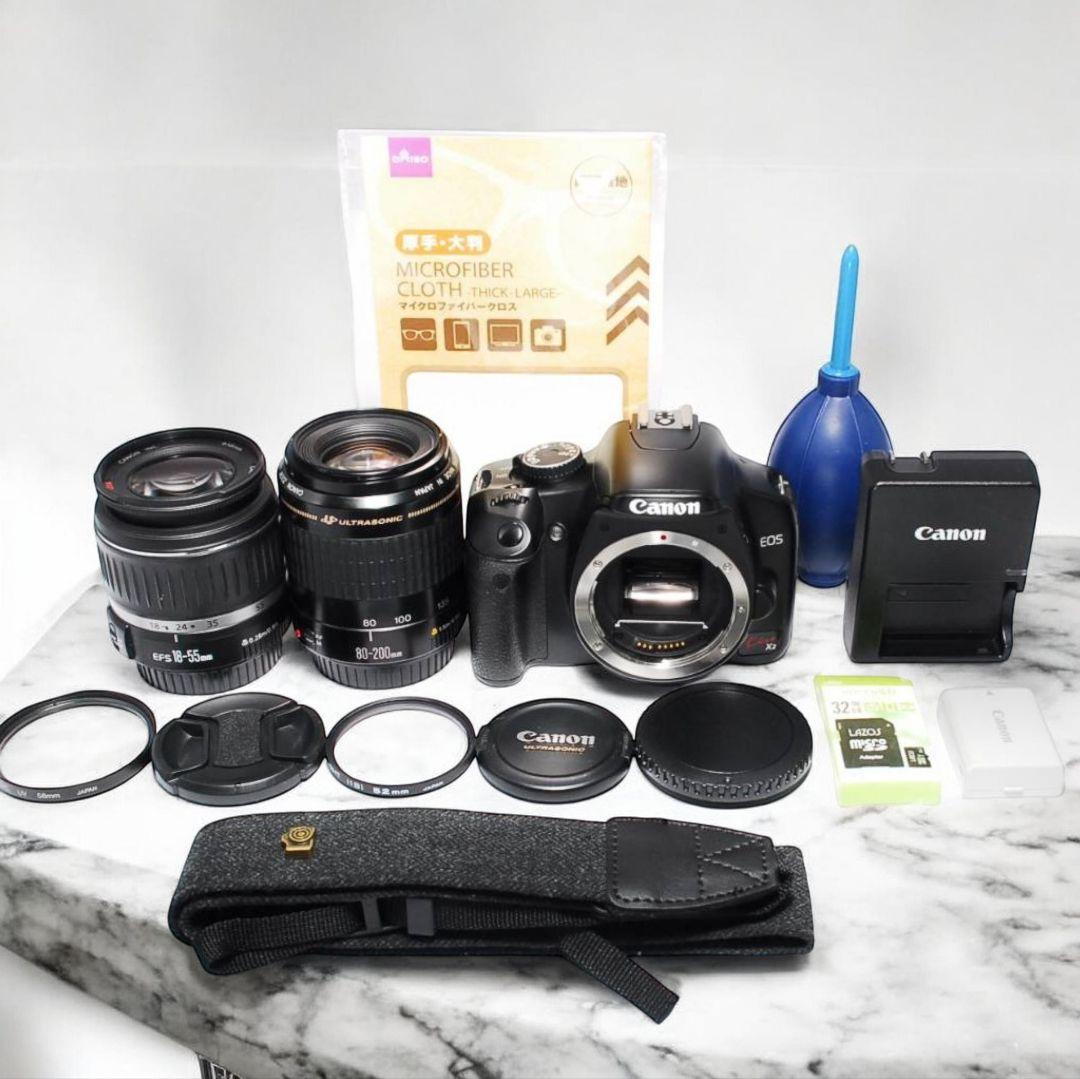 ♥Wレンズデビューセット♥Canon Kiss X2♥標準＋望遠♥すぐ撮影OK
