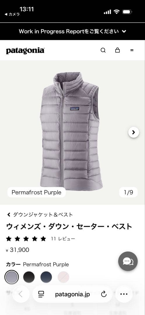 Patagonia ウィメンズ・ダウン・セーター・ベスト　Mサイズ