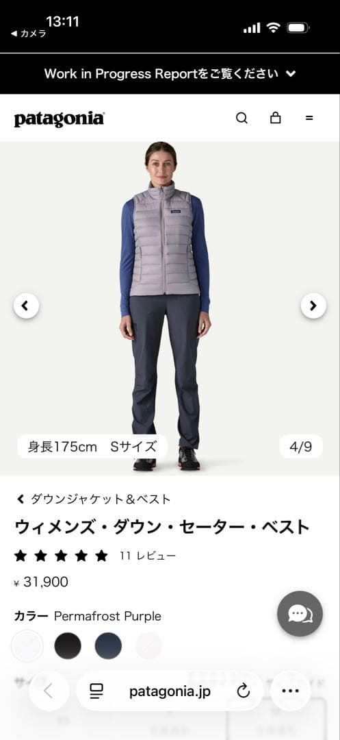 Patagonia ウィメンズ・ダウン・セーター・ベスト　Mサイズ