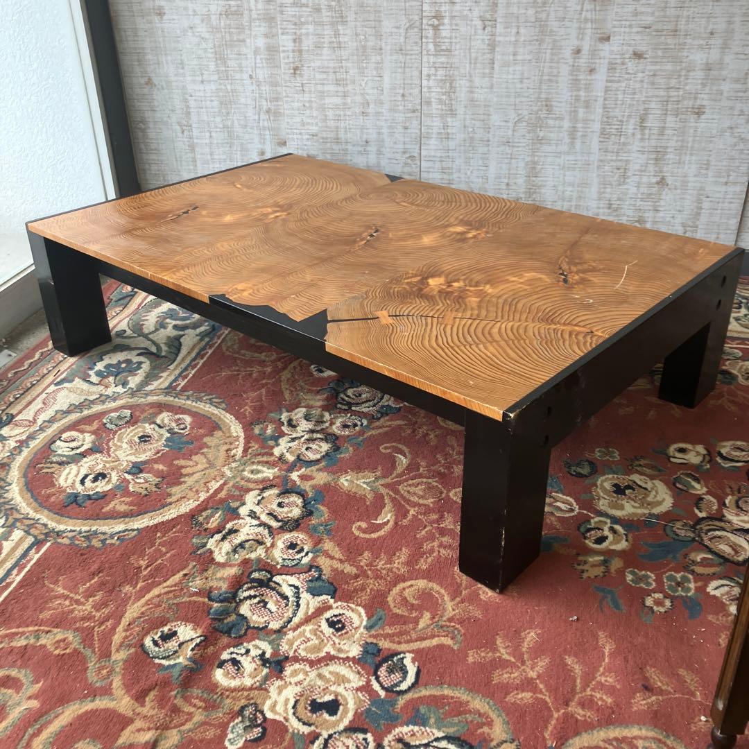 昭和レトロ 一点物 一枚板風テーブル 木製 座卓 古家具 ビンテージ 大型