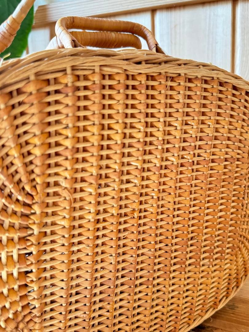 美品‼︎ 籐籠　オーバル型バスケット　ピクニック　インテリア小物入れ　レトロ