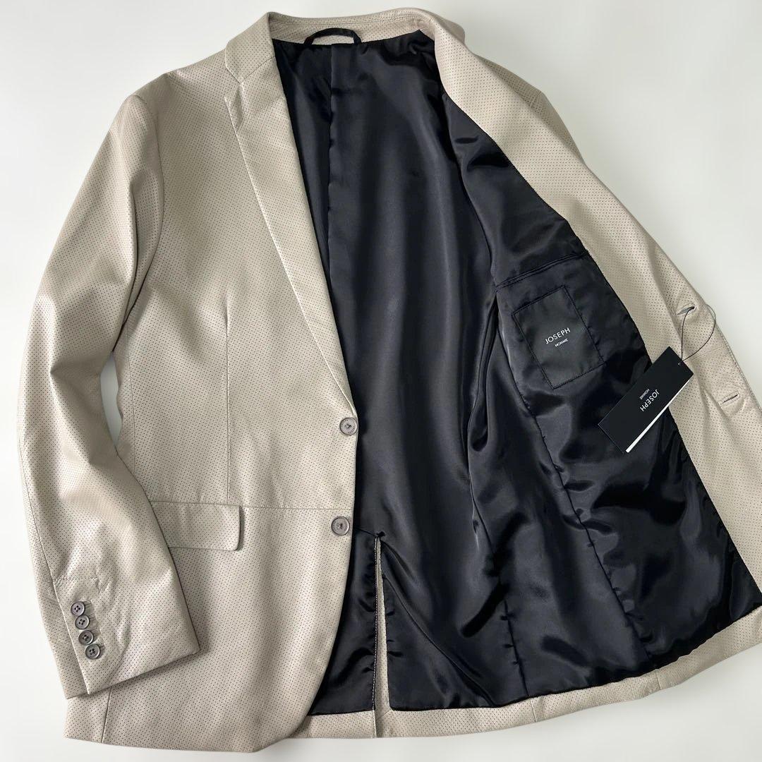 新品 25SS 定価19万 ジョセフオム 羊革 パンチングレザージャケット50
