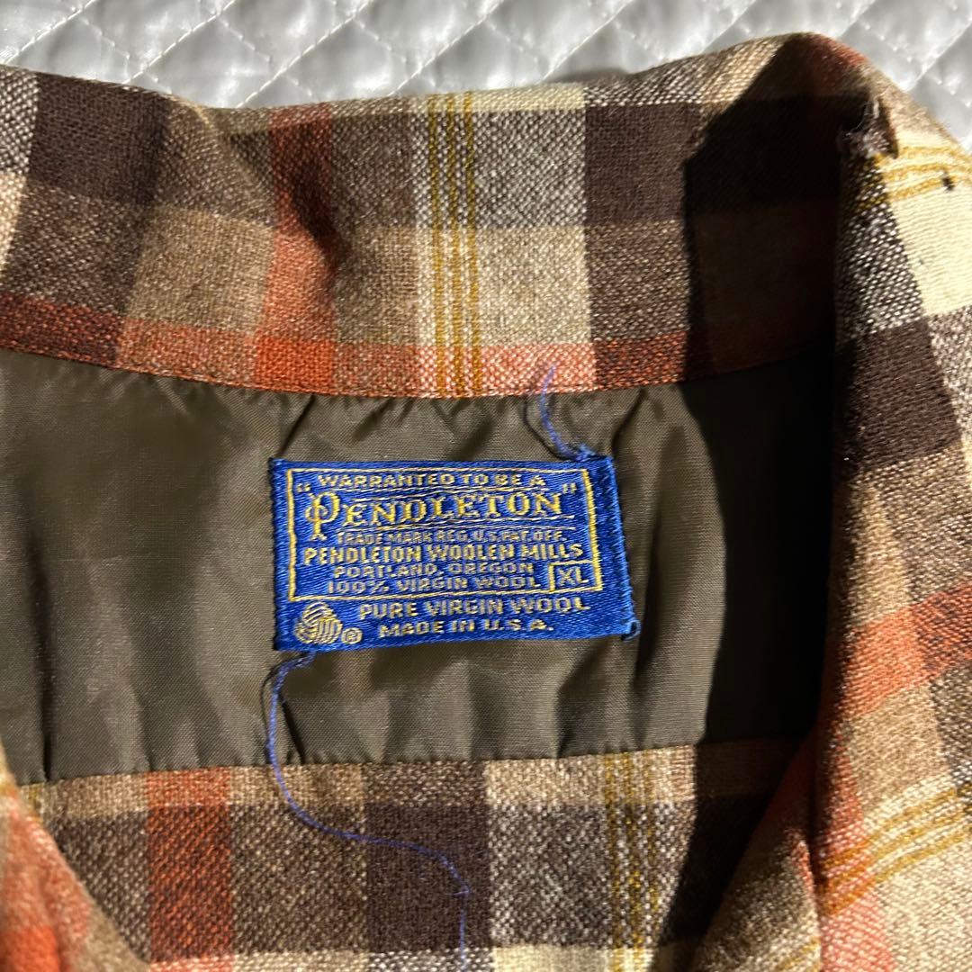 し*う様 70s USA製 ペンドルトン ウールチェックボードシャツ 開襟 vi