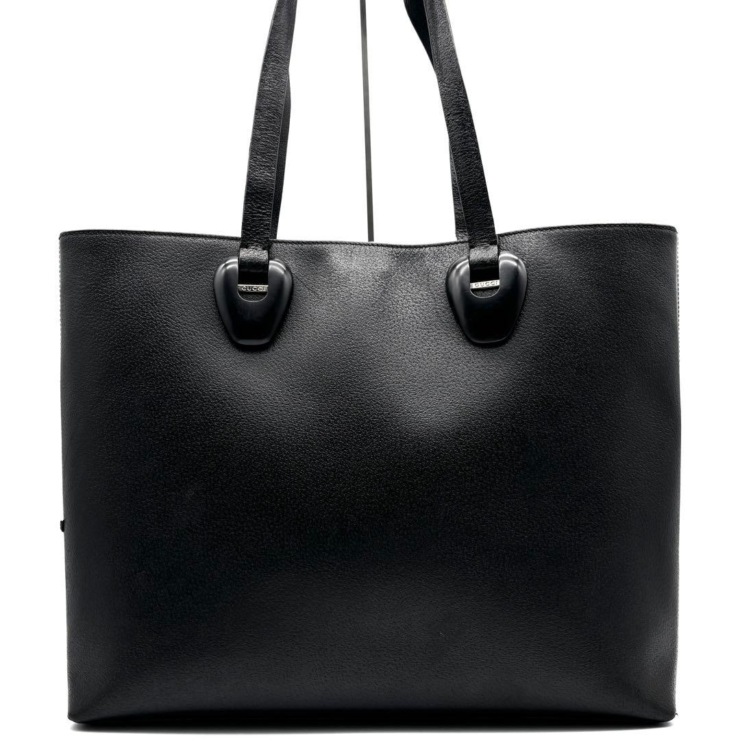 廃盤・美品 グッチ ビジネス トートバッグ オールレザー 肩掛け A4可 黒