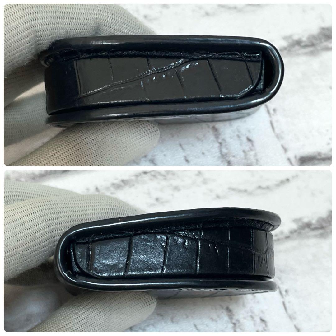 未使用級✨サンローラン　ケース　馬蹄型　クロコ型押し　黒