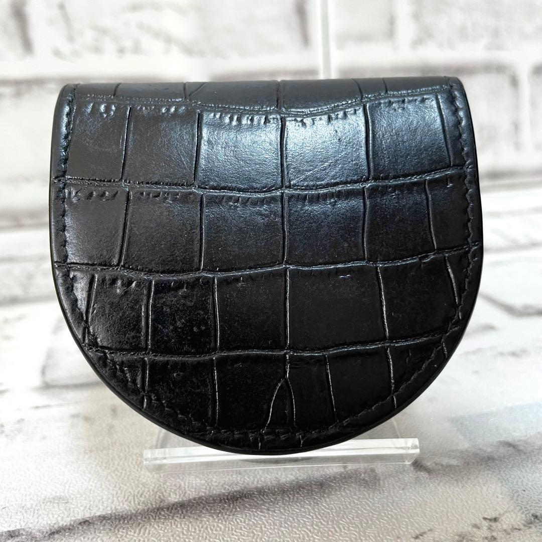未使用級✨サンローラン　ケース　馬蹄型　クロコ型押し　黒