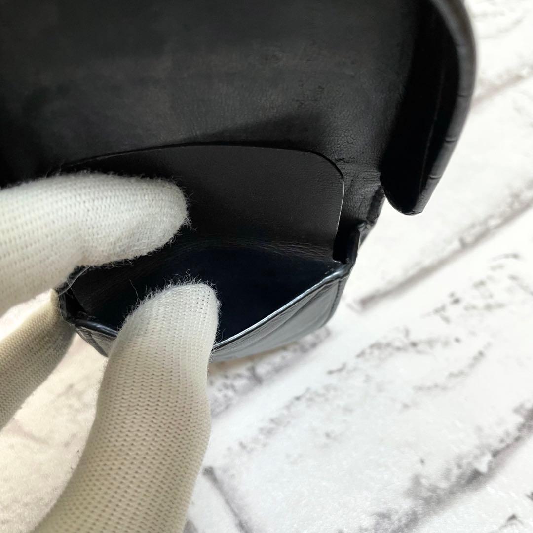 未使用級✨サンローラン　ケース　馬蹄型　クロコ型押し　黒