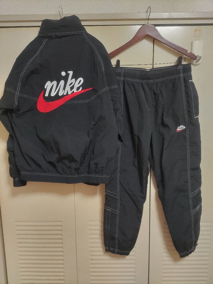 【美品】NIKEナイキ ナイロンアノラック ハーフジップ セットアップ上 L下M