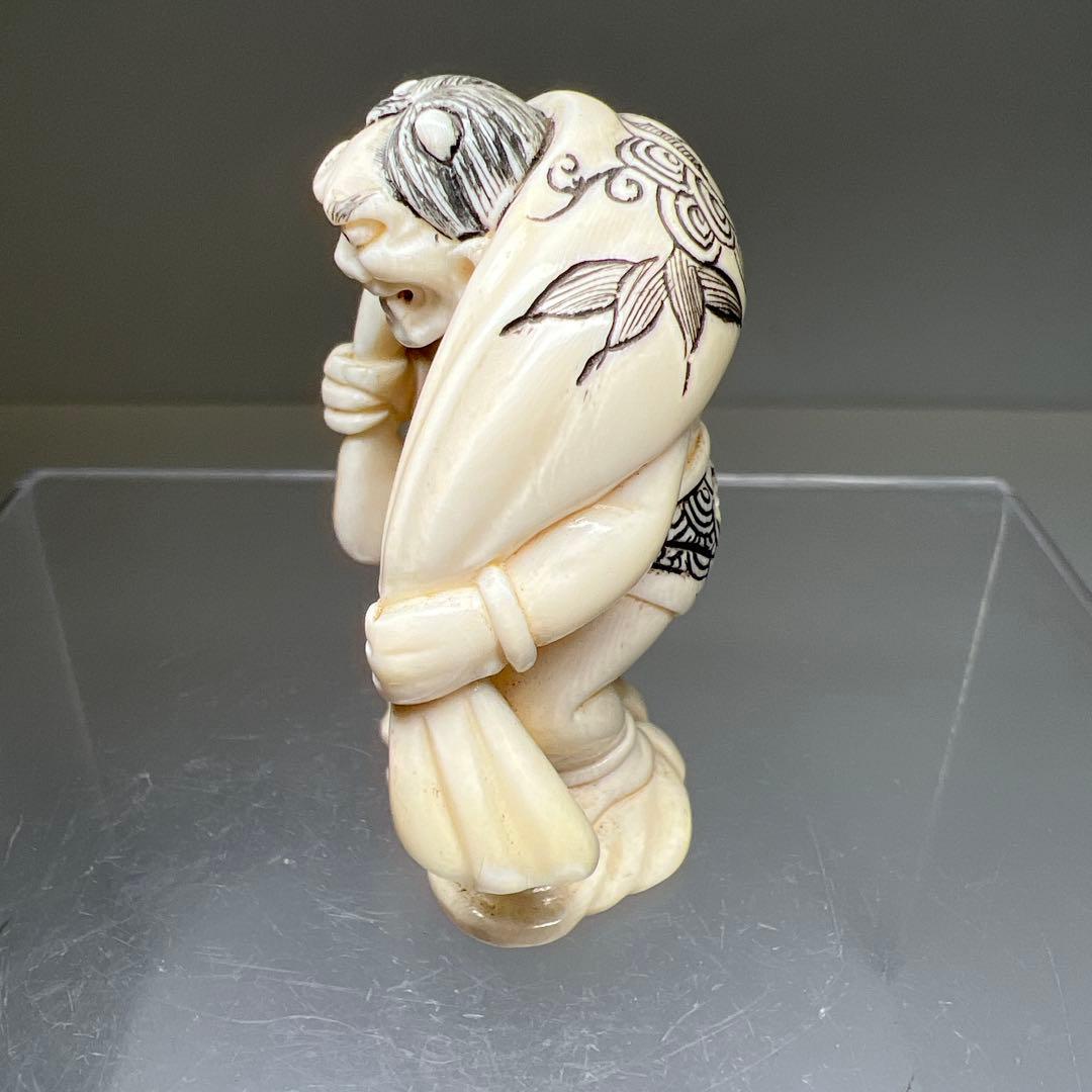 極上和彫　風神根付　27g 東Y8-0109☆2Fトヒト