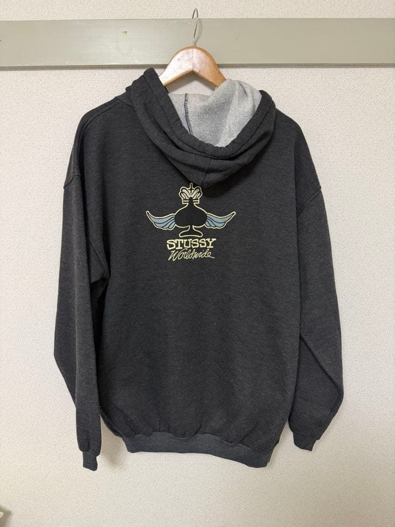 90s STUSSY OLD パーカー　OZ パーカー　フーディー　XL グレー