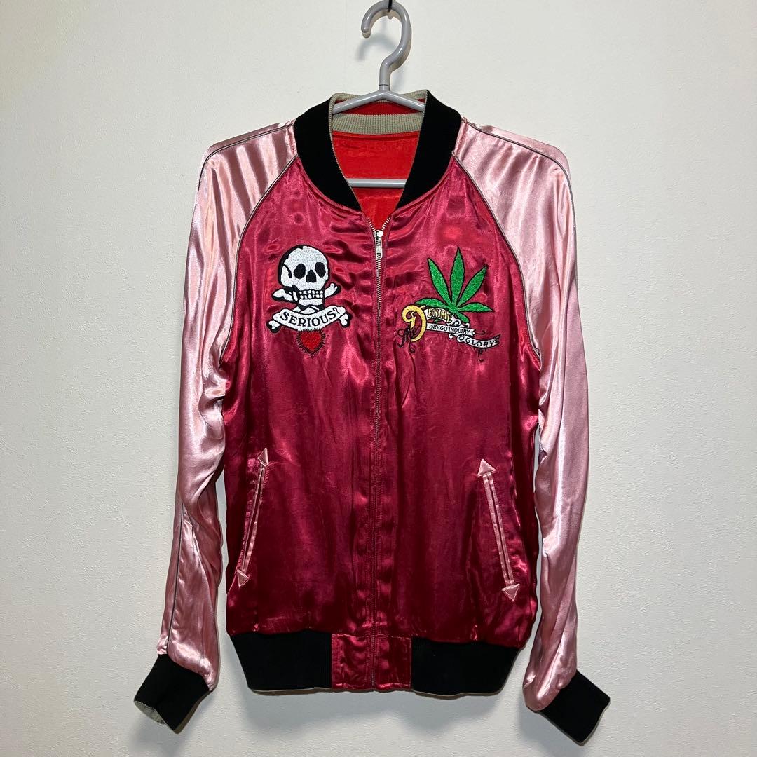 ドゥニームDENIME SHINS期 スカジャン 髑髏 刺繍サテン42