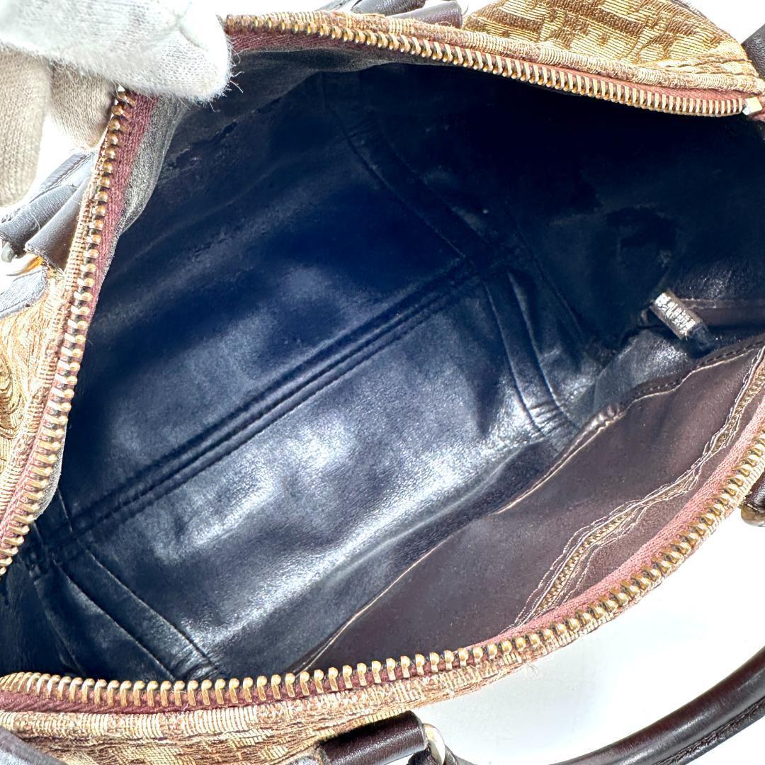 Dior トロッター柄 ミニボストンバッグ キャンバス ブラウン ヴィンテージ