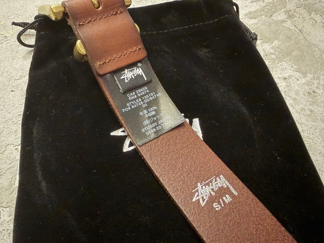 Stussy ブラウンレザーベルト S/M