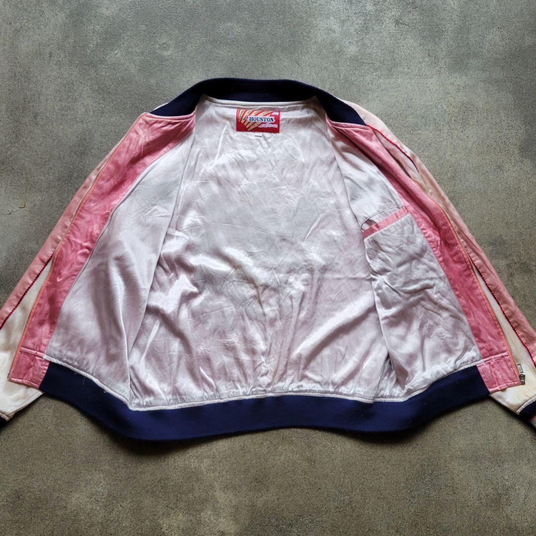 HOUSTON スカジャン サテン ピンク 和柄 鷲 桜 鷹