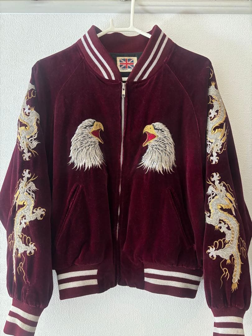 LONDON F.B. スカジャン 刺繍　ベロア