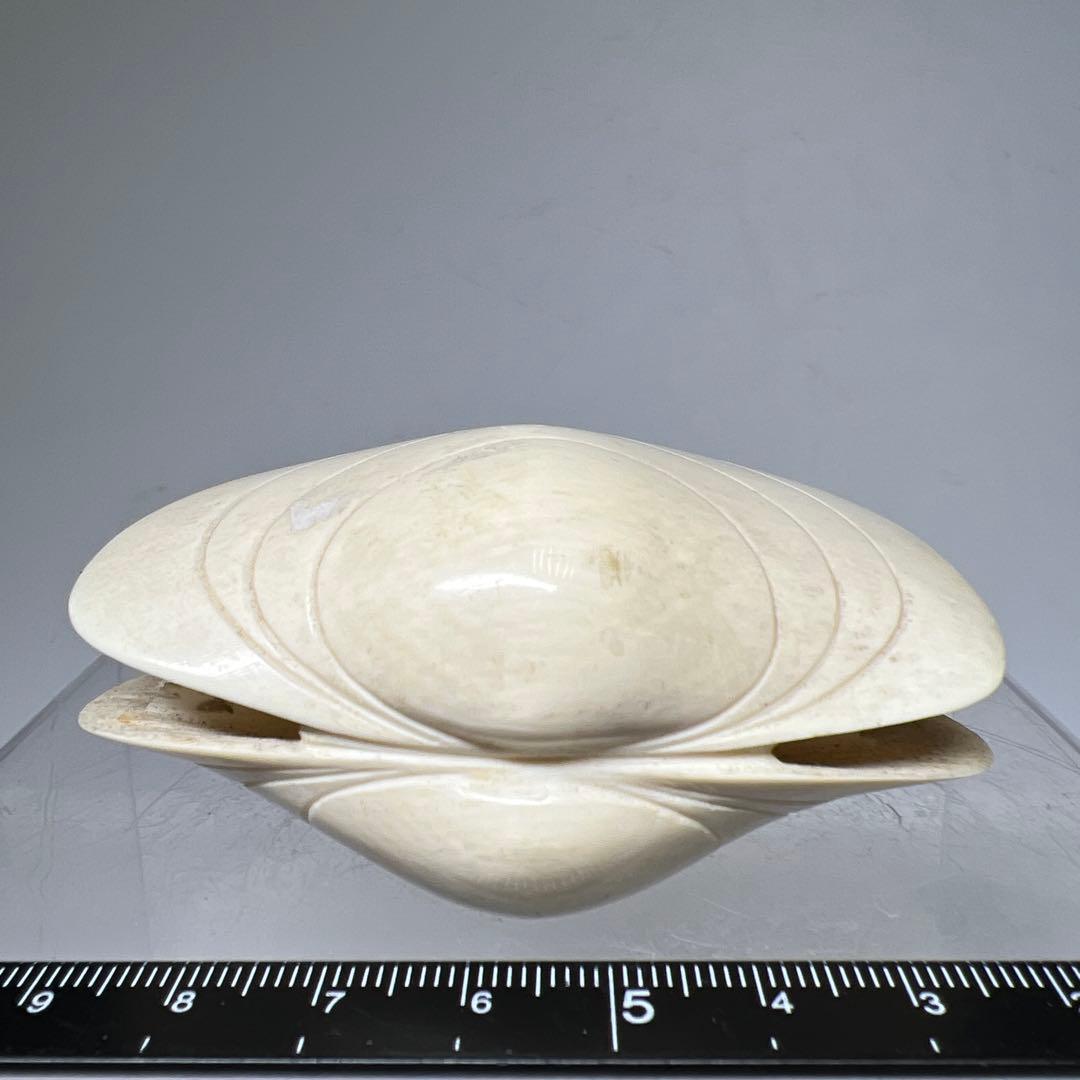 極上貝透彫置物　50g/横幅約7㎝　東Y8-0109☆2Fタサオ