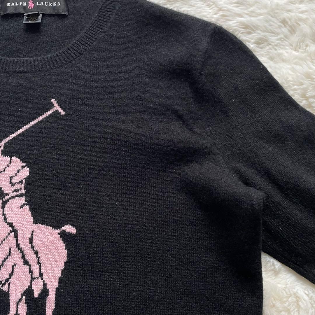 極美品✨ラルフローレン 黒タグ カシミヤ100% ビッグポニー ニット M 黒