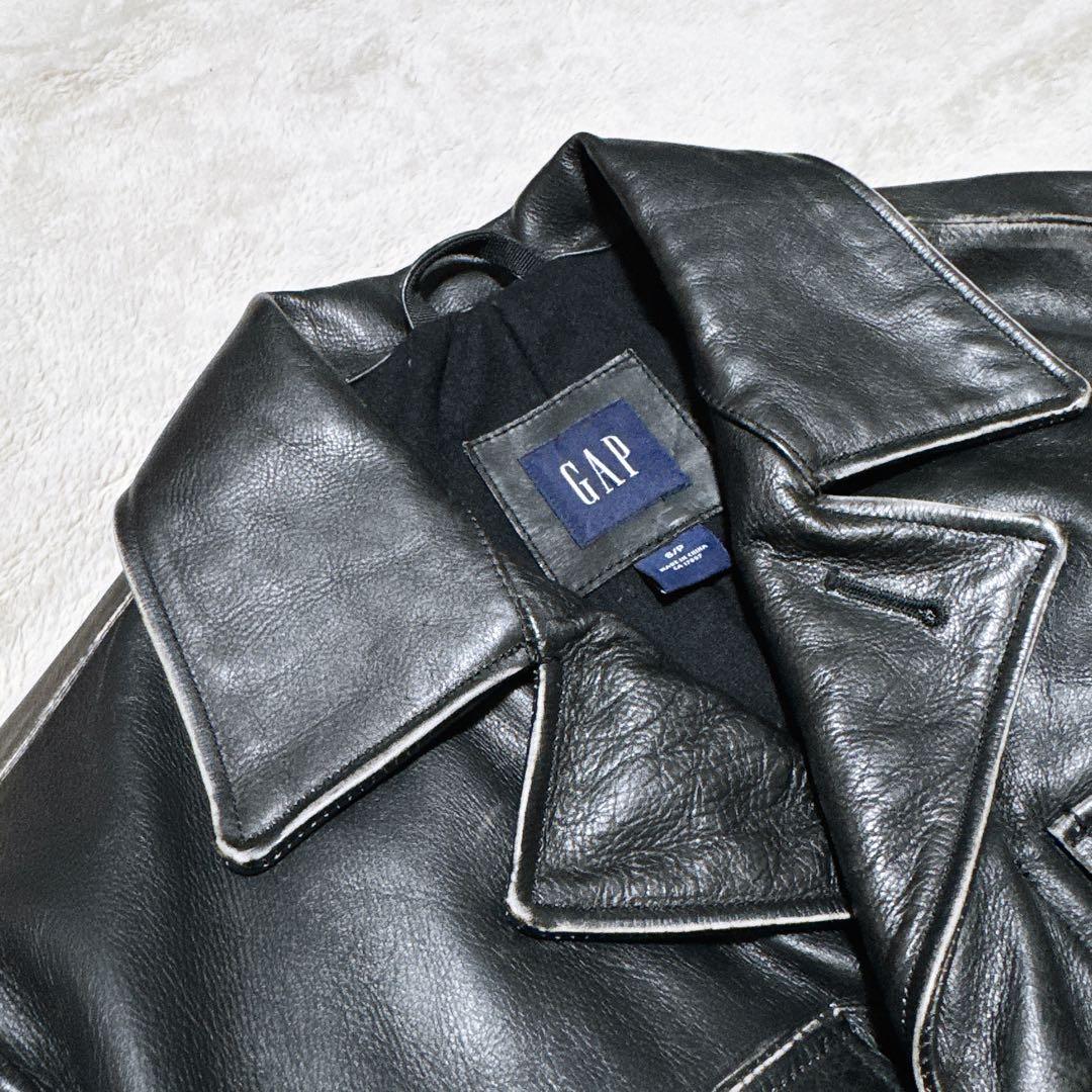 《オススメ》OLD GAP レザーカーコート 黒 牛革カウレザー M相当