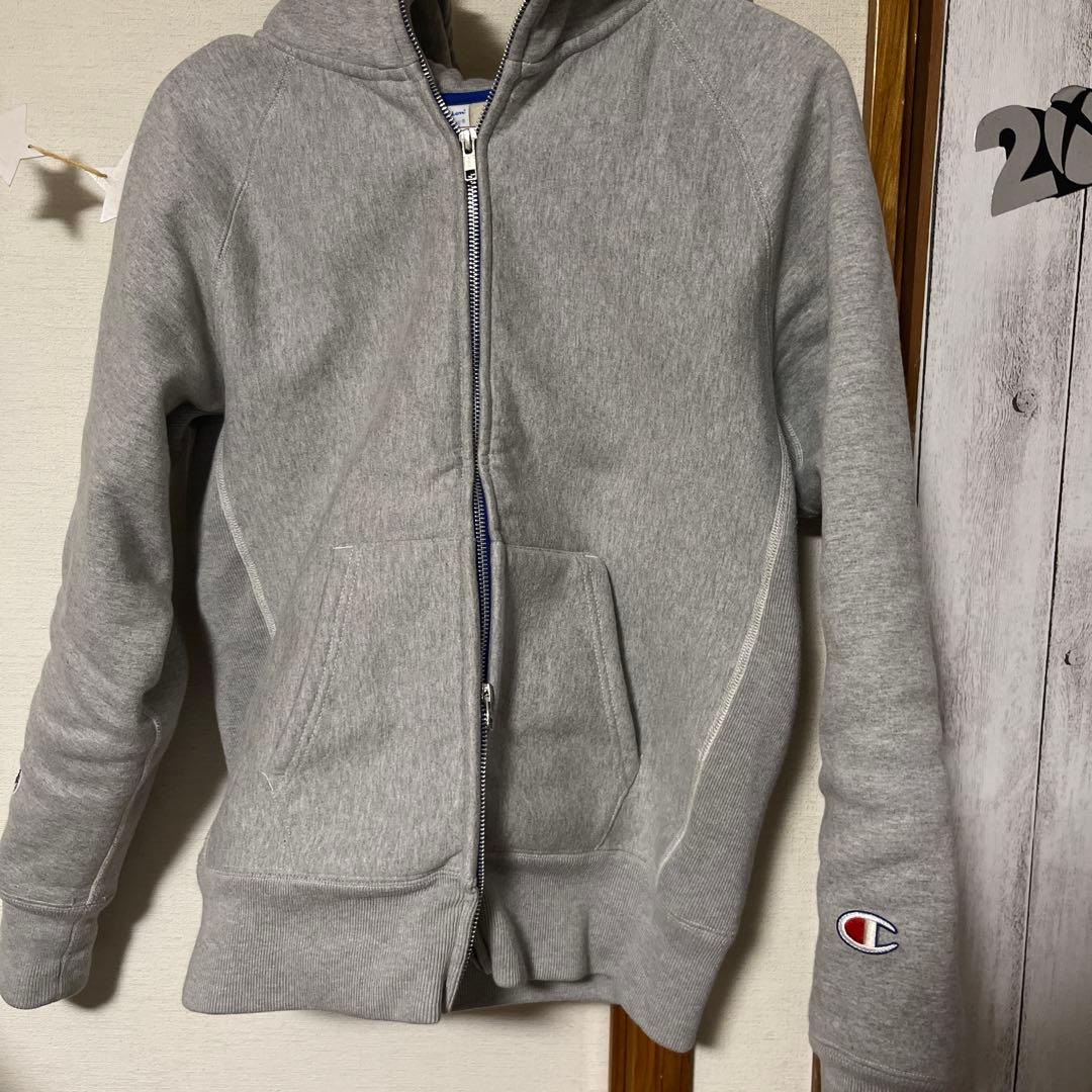 stussy champion コラボ　グレーダブルジップパーカー　厚手　裏起毛