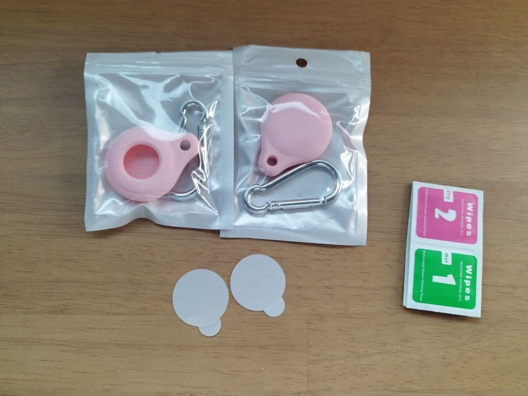 AirTag ピンク　２個　シリコンケース カラビナ ケース　キーホルダー