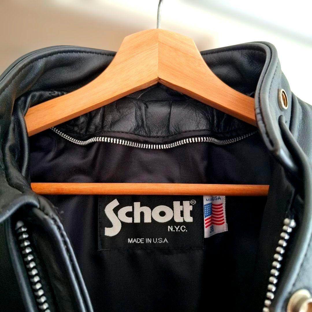 ほぼ未使用　SCHOTT　641　ショット シングル　極厚革です　38　USA製
