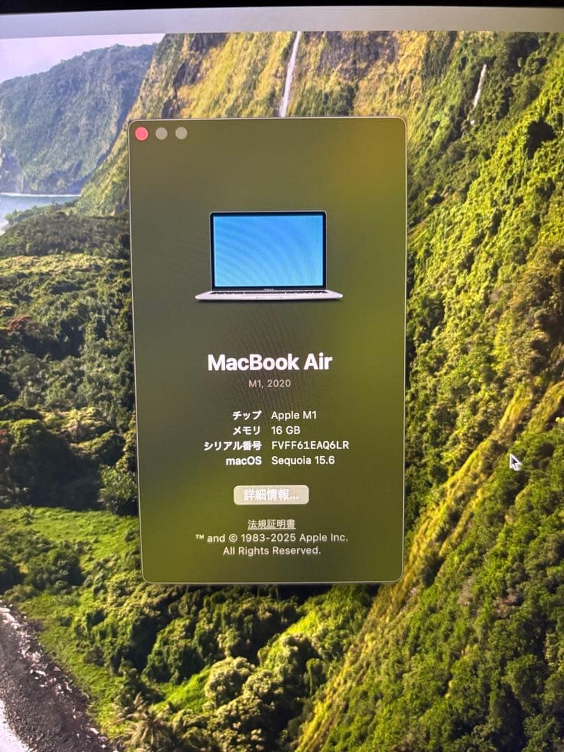 MacBook本体 Apple MacBook Air (M1, 2020) 16GB SSD512