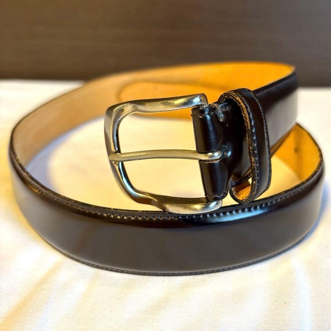 ポールスミス 希少 最高級シェルコードバン レザーベルト ダークブラウン 日本製