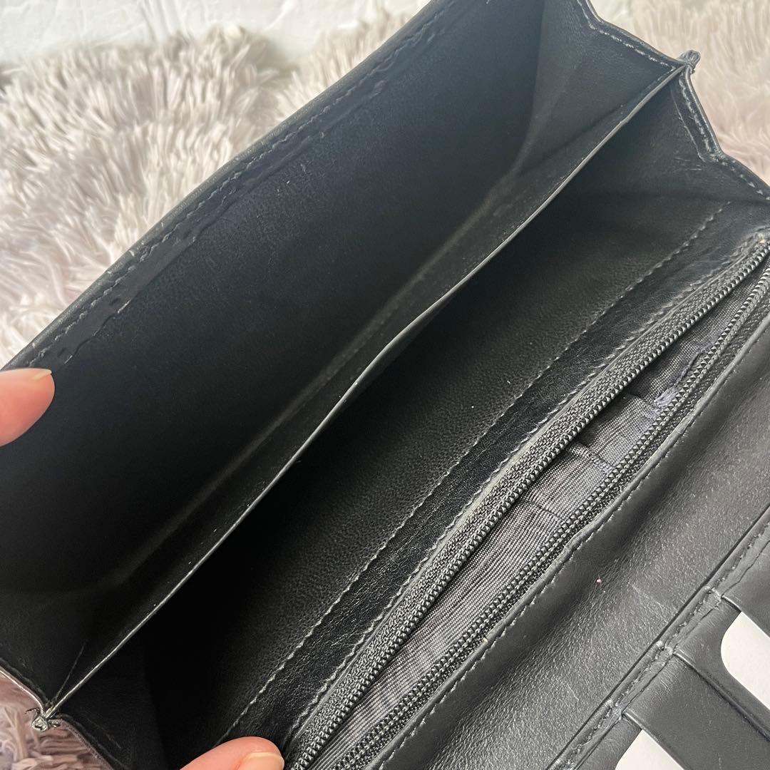 美品✨GUCCI シマ　ロゴプレート　ブラック　メンズ　レザー　長財布