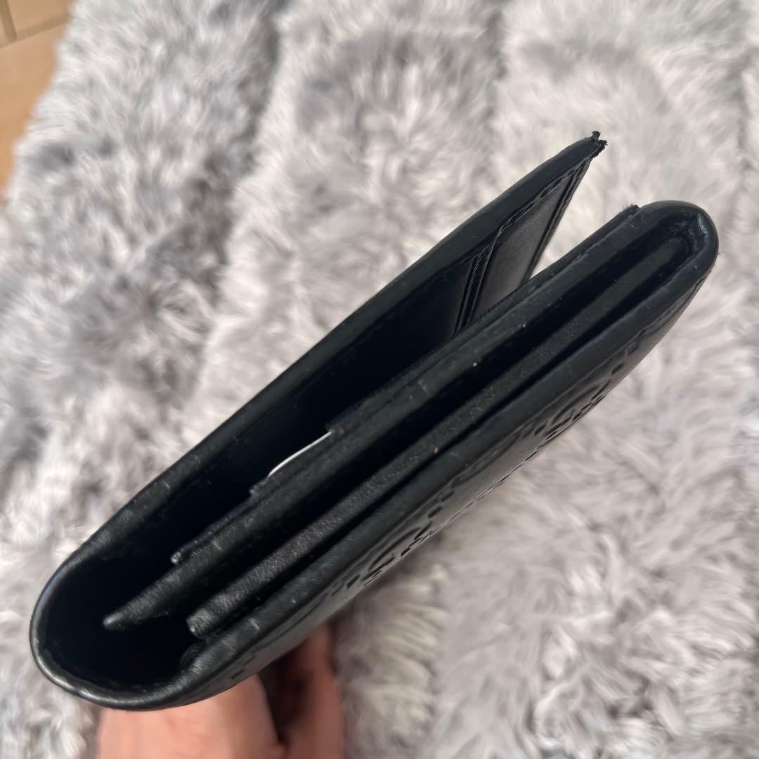 美品✨GUCCI シマ　ロゴプレート　ブラック　メンズ　レザー　長財布