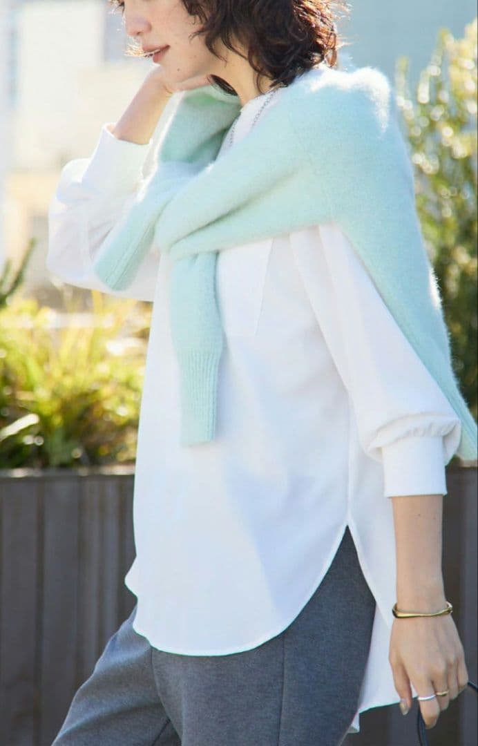 Moomin★新品 リブドロワ ジョーゼットポケットブラウス