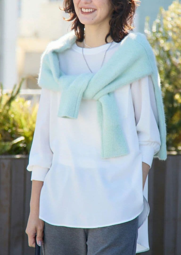 Moomin★新品 リブドロワ ジョーゼットポケットブラウス