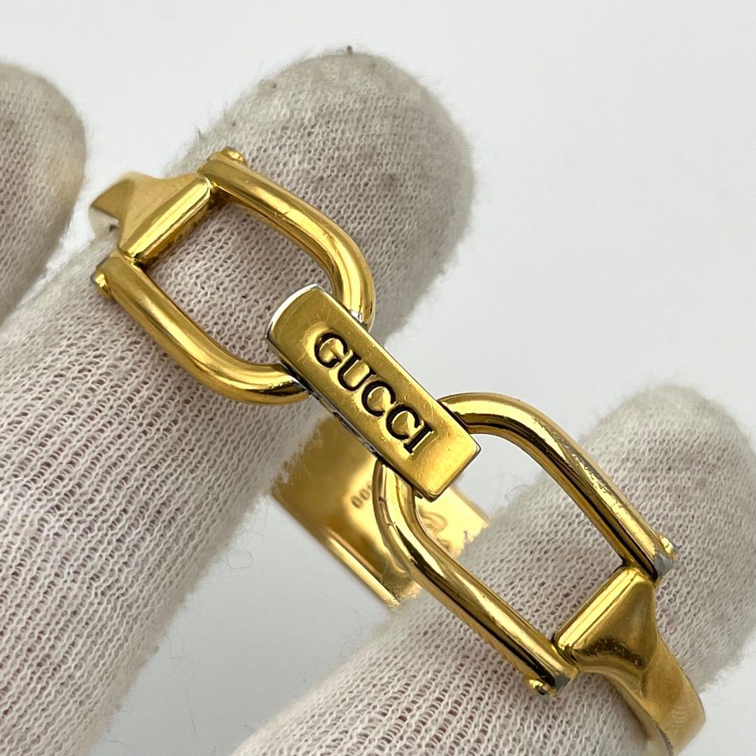 稼動 GUCCI シェル文字盤 1500L バングル ゴールド QZ 腕時計