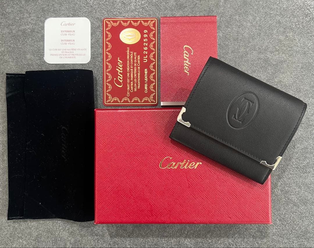 未使用 Cartier マスト ドゥ レザー ケース 小銭入れ 黒