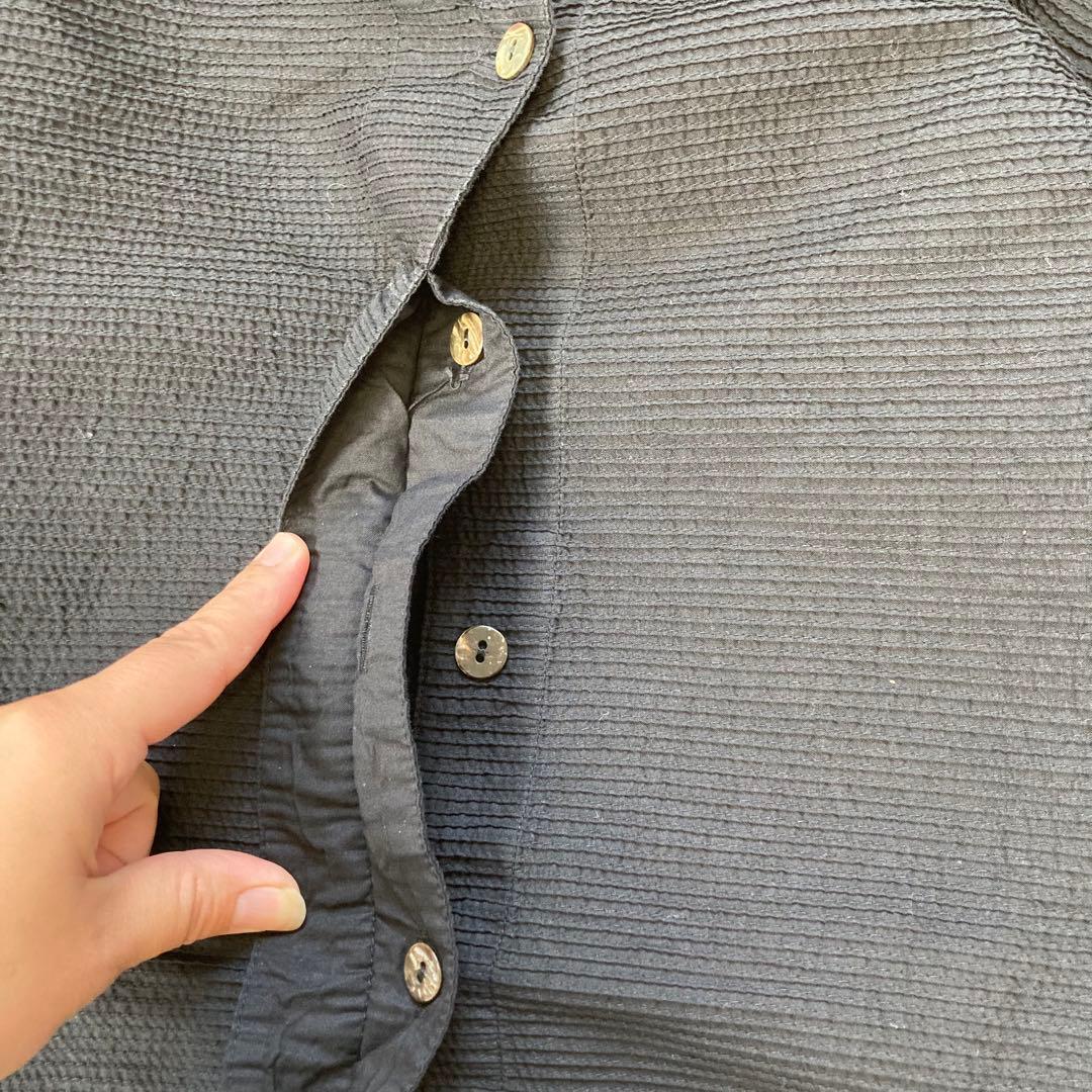 ヤッコマリカルド　総ピンタック長袖ブラウス　黒　コットン