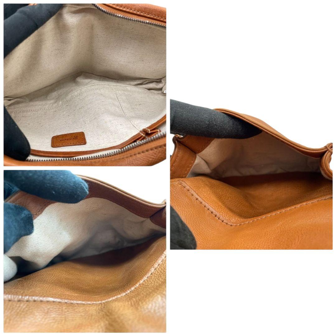 美品　ゲンテン　ボディバッグ　茶　ウエストポーチ　フラップ　レザー　s65