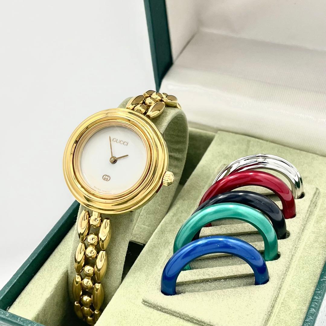 【稼働/新品電池】グッチ 11/12 チェンジベゼル 6色 白文字盤 腕時計