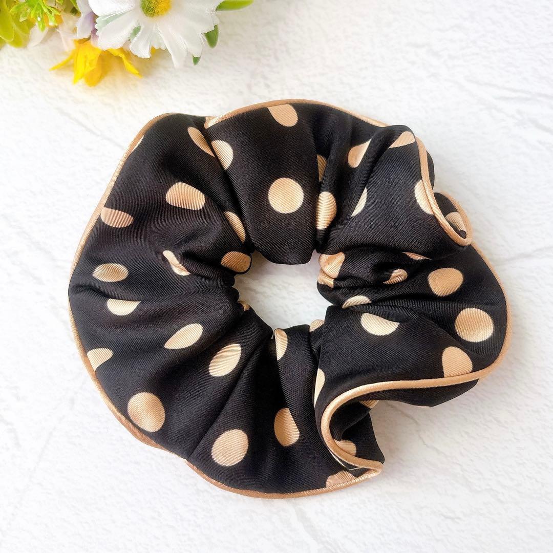 美品 Alexandre De Paris シルク ポルカドット シュシュ 黒