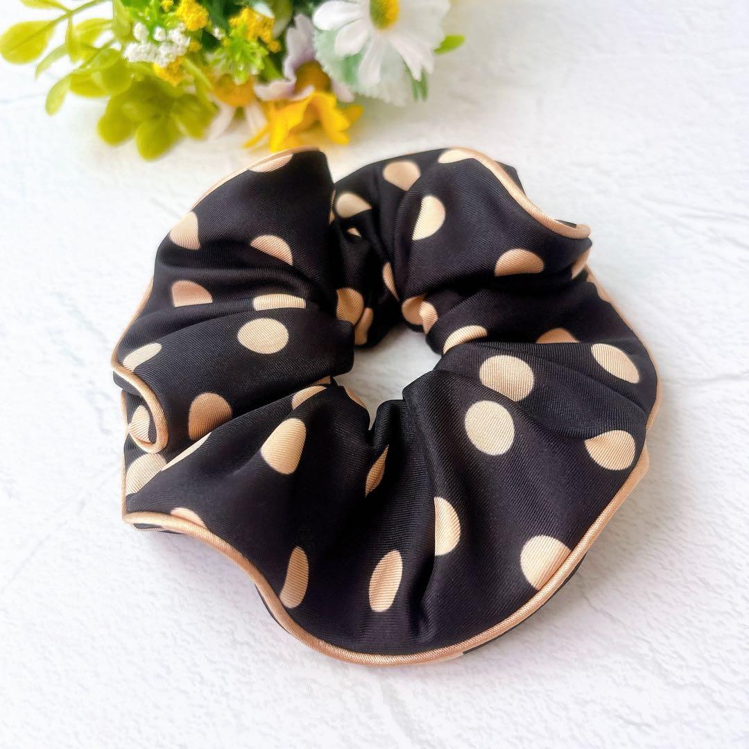 美品 Alexandre De Paris シルク ポルカドット シュシュ 黒