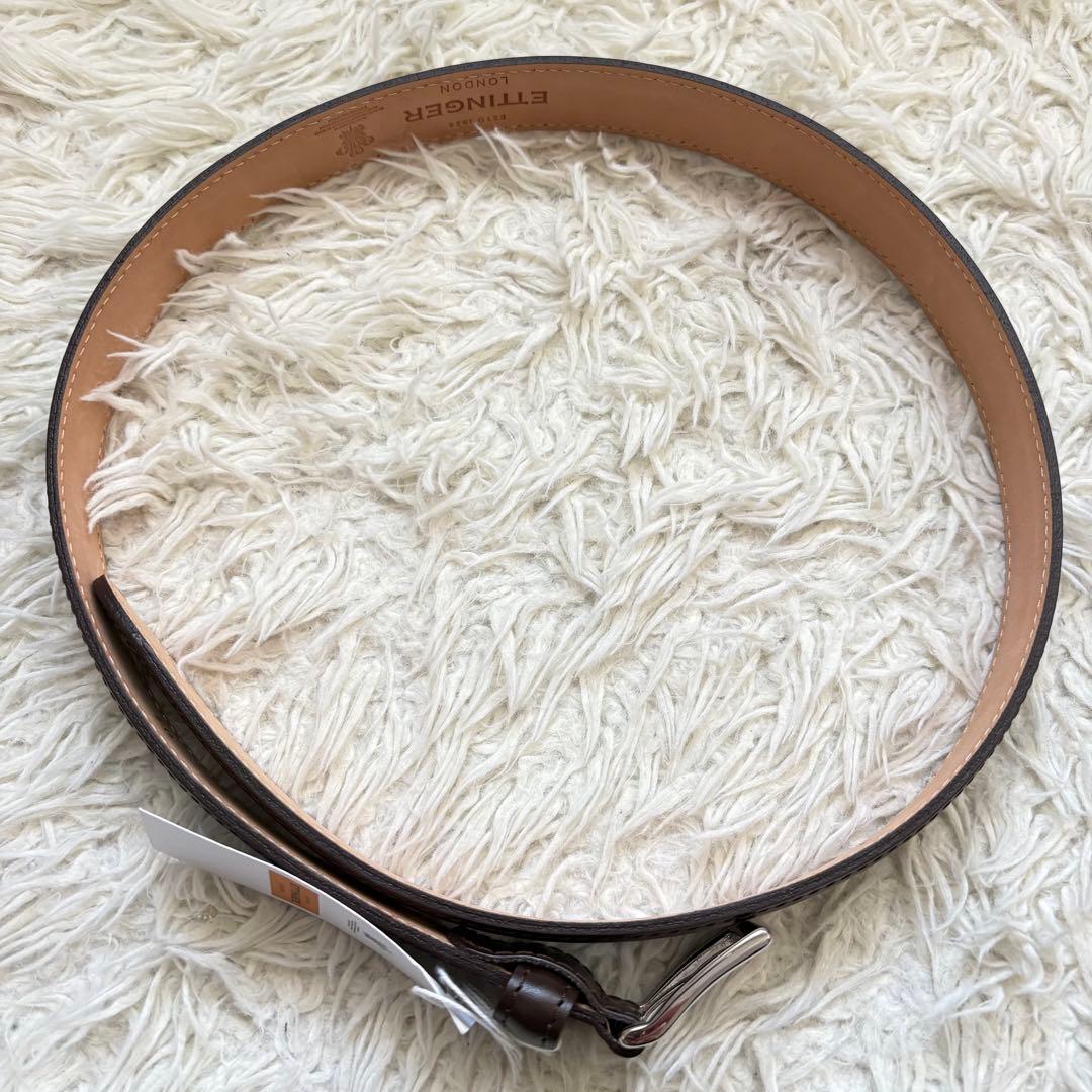 未使用タグ付き　エッティンガー 本革レザーベルト80 ダークブラウン　メンズ