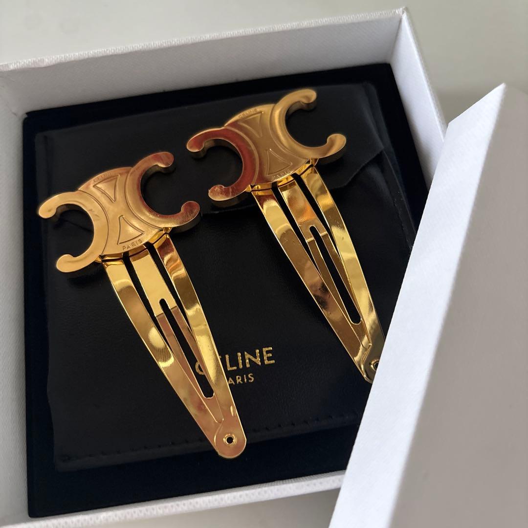CELINE スナップヘアクリップ 2つセット ゴールド