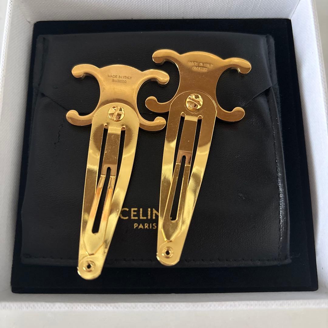 CELINE スナップヘアクリップ 2つセット ゴールド